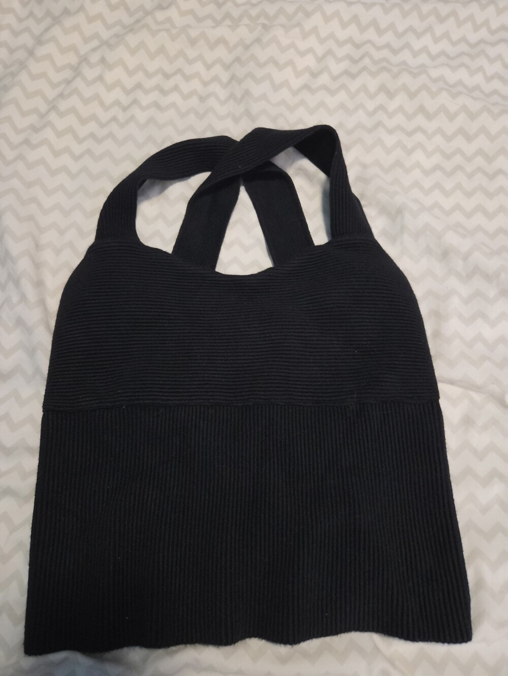 Ambercrombie & Fitch Black Cropped, Ribbed, Cris Cross Back Sweater Tank